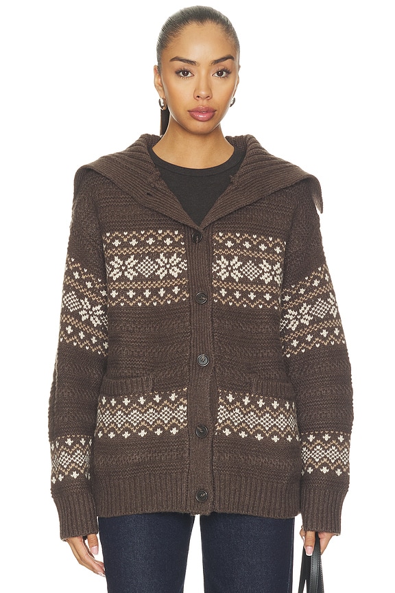 view 2 of 5 Dakar Cardigan in Dark Brown Multi