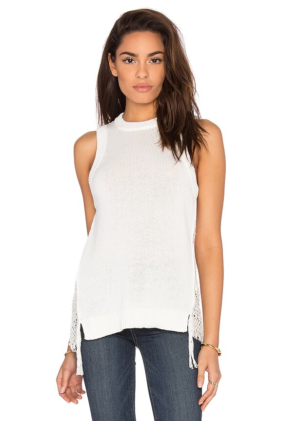 view 2 of 5 Ellen Sweater Tank in Ivory in Ivory & Ivory Lace