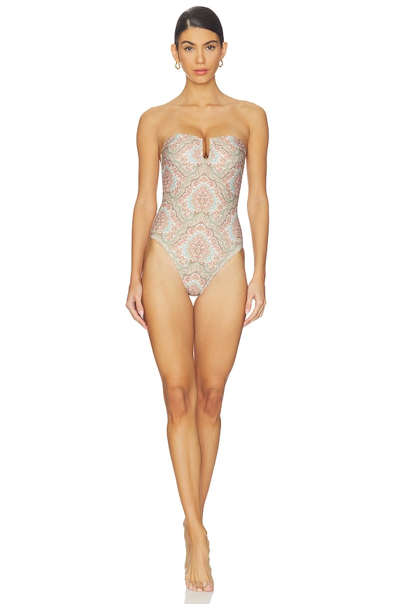 view 2 of 5 Gianna U-ring Front One Piece Swimsuit in Surf Multi
