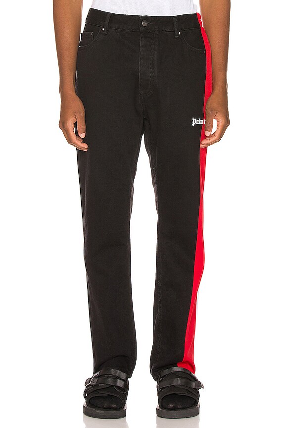 view 2 of 5 3/4 Track Denim Pants in Black & Red