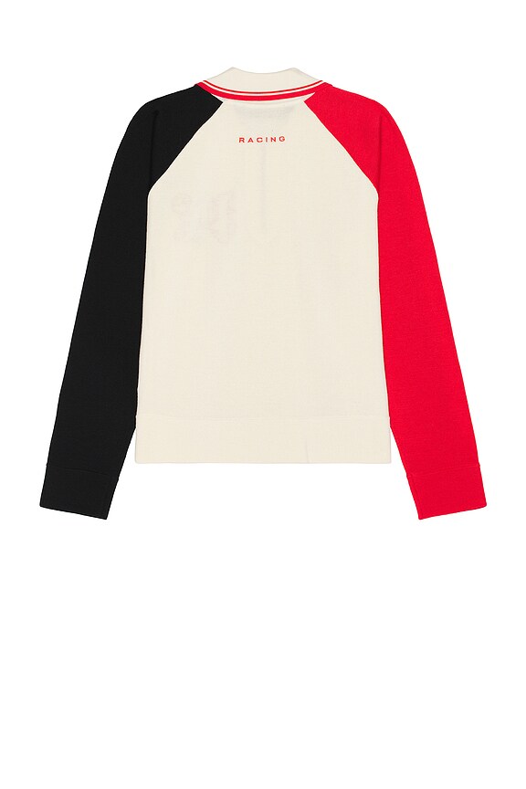 view 2 of 5 x Formula 1 Racing Knit Polo Zip Sweater in White, Red, & Black