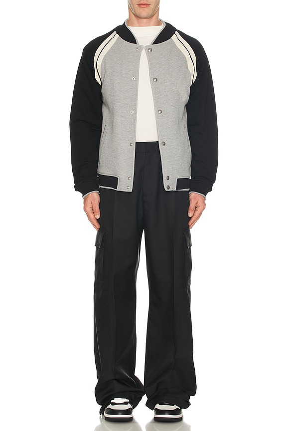 view 2 of 5 Curved Logo Track Varsity Jacket in Grey Melange