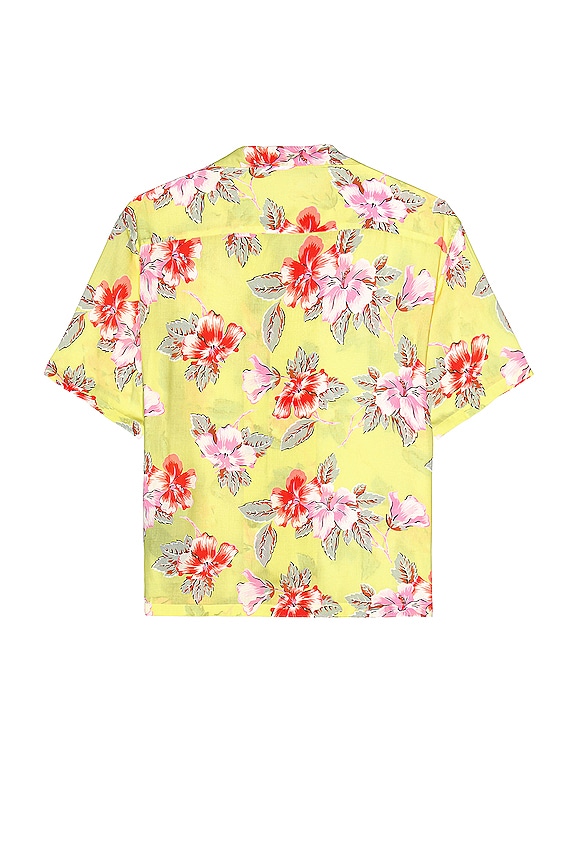 view 2 of 4 Hibiscus Bowling Shirt in Yellow & White