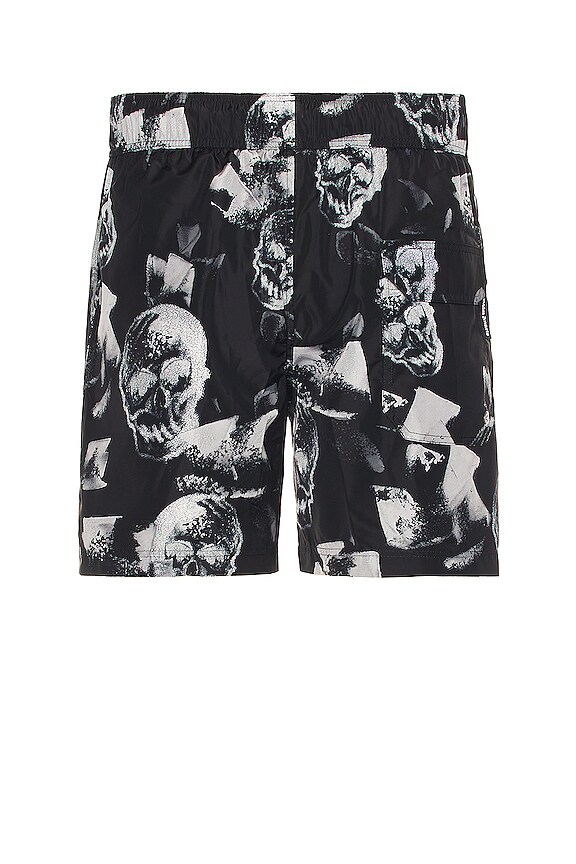 view 2 of 5 Skulls Print Swimshort in Black & White