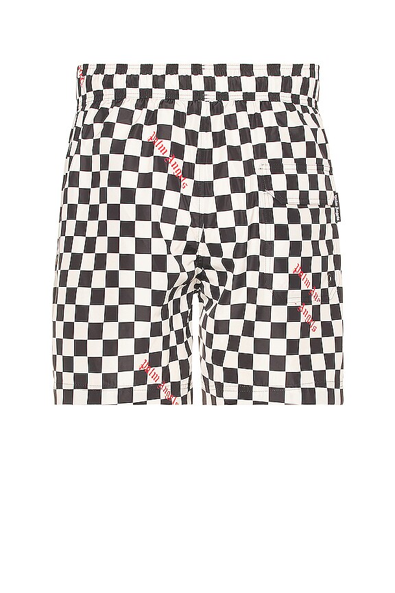 view 2 of 5 Damier Print Swimshort in Black & Red