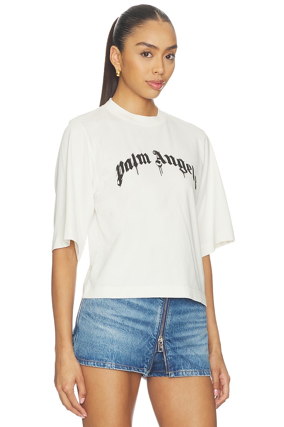 view 2 of 4 T-SHIRT CURVED LOGO BOXY in Off White & Black