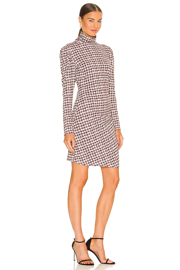 view 2 of 3 Mock Neck Dress in Pink Tweed Print