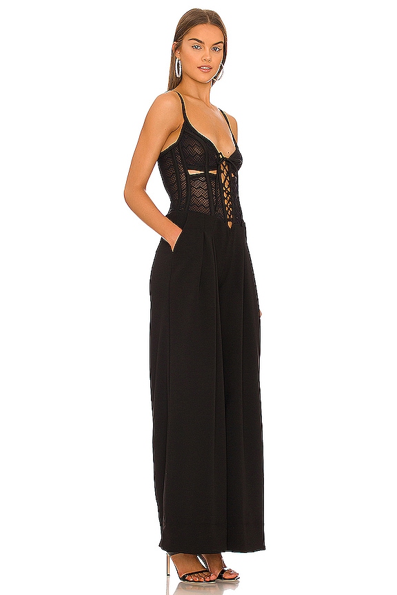 view 2 of 3 Corset Crepe Jumpsuit in Black