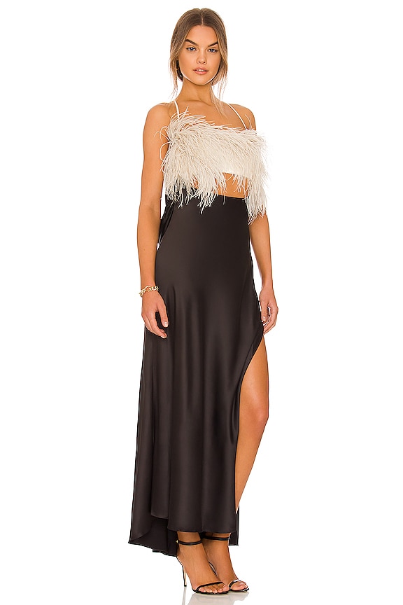 view 2 of 3 Feather Trim Midi Slip Dress in Black