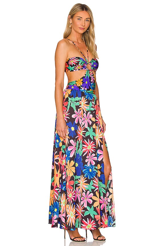 view 2 of 3 ROBE ASTER HALTERNECK in Black