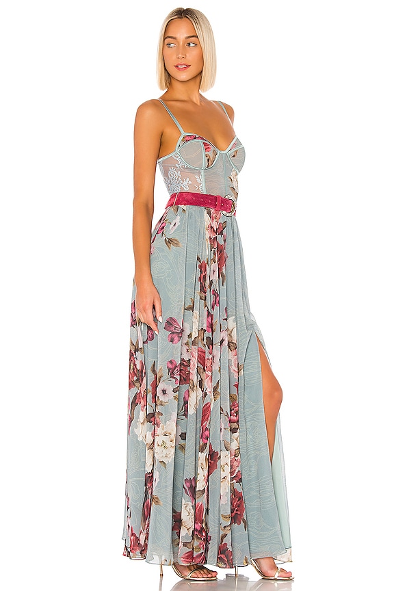view 2 of 3 Peony Bustier Maxi Dress in Soft Blue
