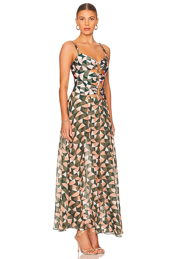 view 2 of 3 Plitka Sleeveless Lace Up Maxi Dress in Olive