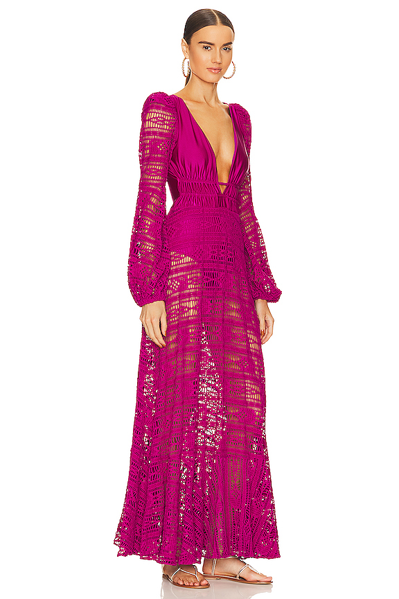 view 2 of 3 Crochet Beach Dress in Magenta