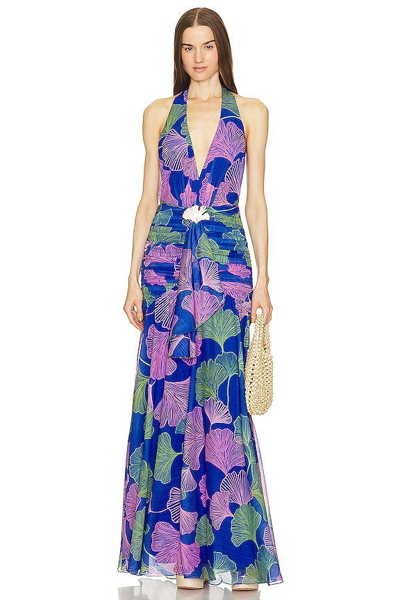 view 1 of 3 MAXIVESTIDO OCEAN LEAF in Blue