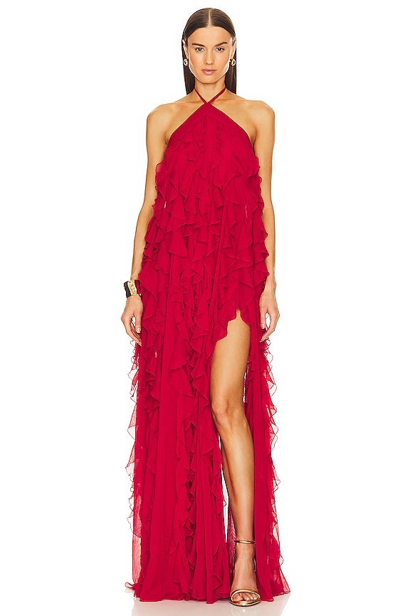 view 1 of 3 Ruffle Halterneck Maxi Dress in Poppy