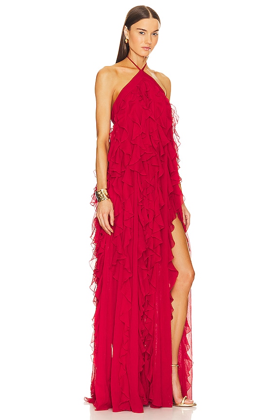 view 2 of 3 Ruffle Halterneck Maxi Dress in Poppy
