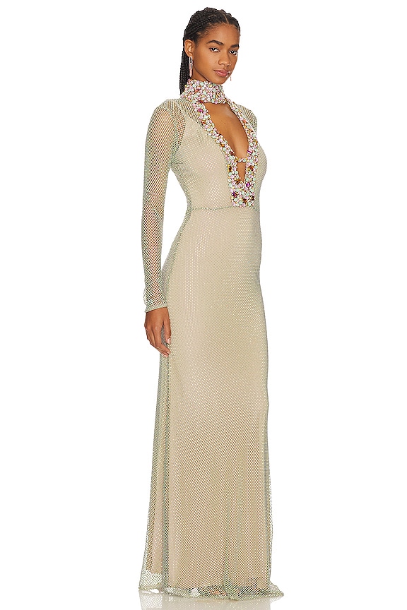 view 2 of 4 Rhinestone High Neck Gown in Mermaid