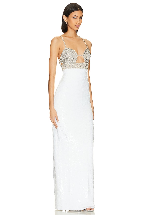 view 2 of 4 ВЕЧЕРНЕЕ ПЛАТЬЕ С ПАЙЕТКАМИ HAND BEADED in White