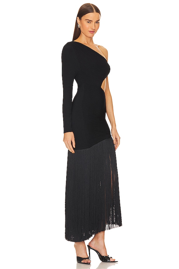 view 2 of 3 ROBE MAXI GALON À FRANGES TRIM in Black