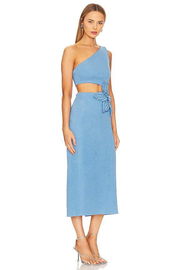 view 2 of 4 ROBE MIDI APPLICATION FLEURS in Sky