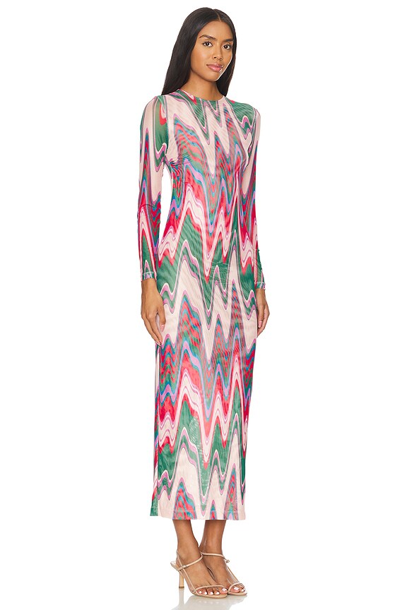 view 2 of 3 Wave Printed Tulle Maxi Dress in Multi