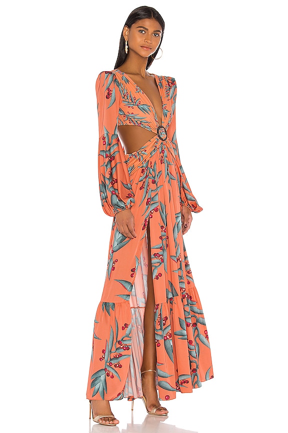 view 2 of 3 Long Sleeve Cutout Dress in Heliconia Coral