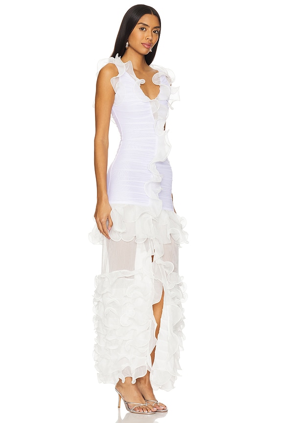 view 2 of 3 MAXIVESTIDO STRETCH TULLE in White