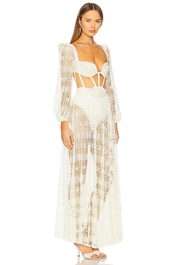 view 2 of 3 ROBE BUSTIER EN DENTELLE PINE in Off White