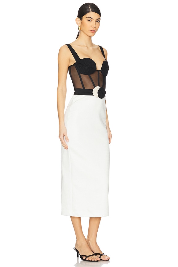 view 2 of 3 Jersey Sands Corset Midi Dress in Black & White