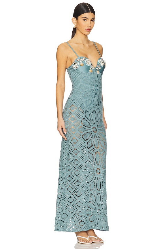 view 2 of 4 VESTIDO LARGO BORDADO A CROCHET DE CAMILA COELHO CAMILA COELHO in Blue