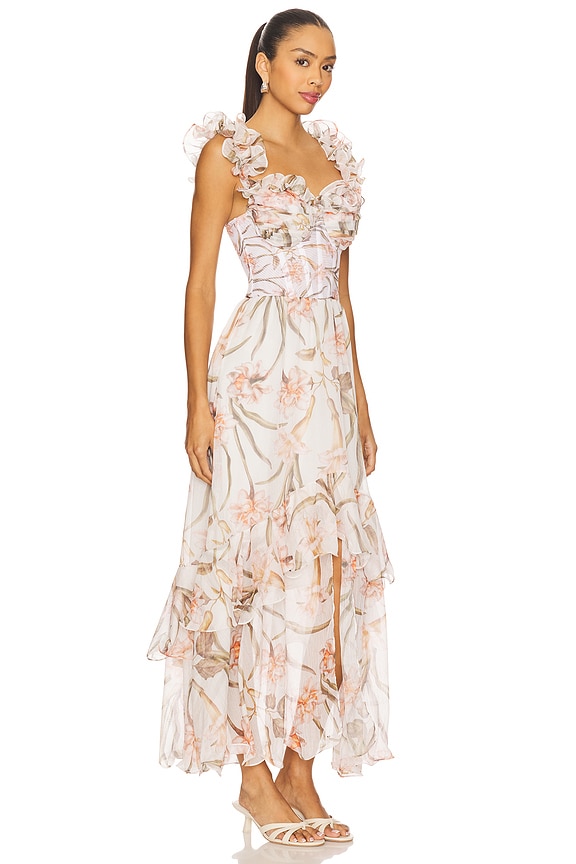 view 2 of 3 Botanic Retro Flutter Maxi Dress in Off White