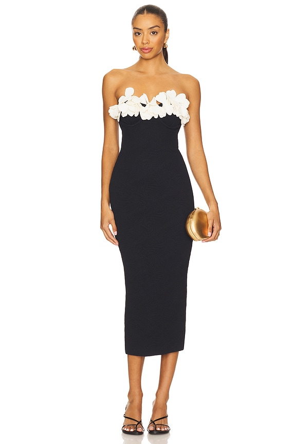 view 2 of 4 Breeze Jacquard Colorblock Midi Dress in Black