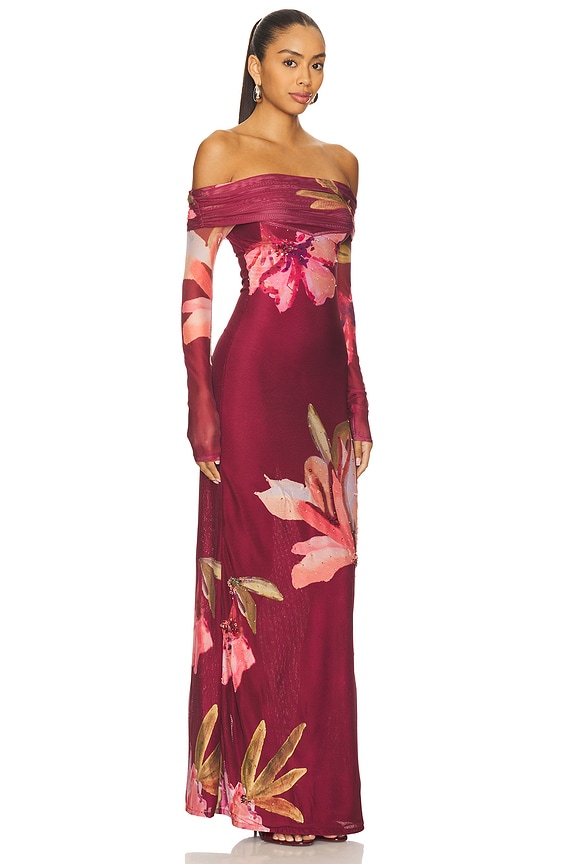 view 2 of 4 Delicata Tulle Maxi Dress in Dark Red
