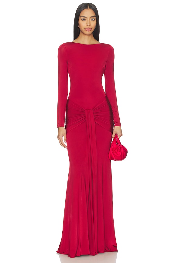 view 2 of 5 Intensity Jersey Long Sleeve Gown in Red