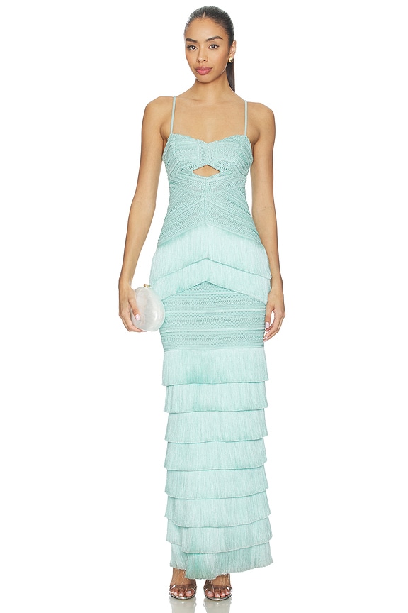 view 1 of 4 Clara Fringe Maxi Dress in Light Blue