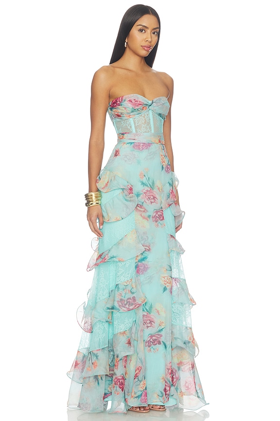 view 2 of 4 Flora Mist Long Dress in Blue