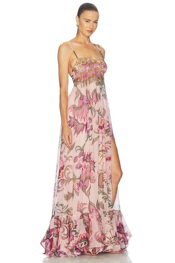 view 2 of 4 Boho Printed Flowing Slip Gown in Rose