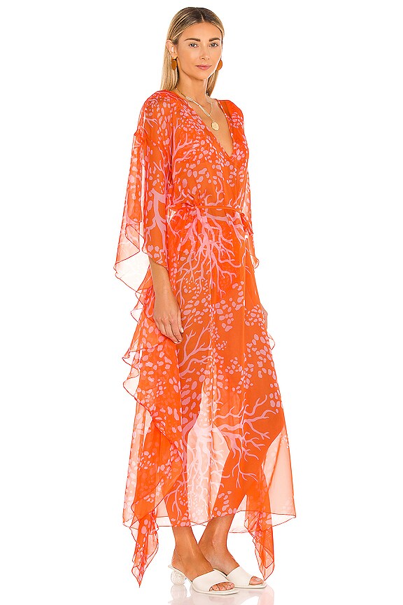 view 2 of 3 Coral Print Caftan in Coral