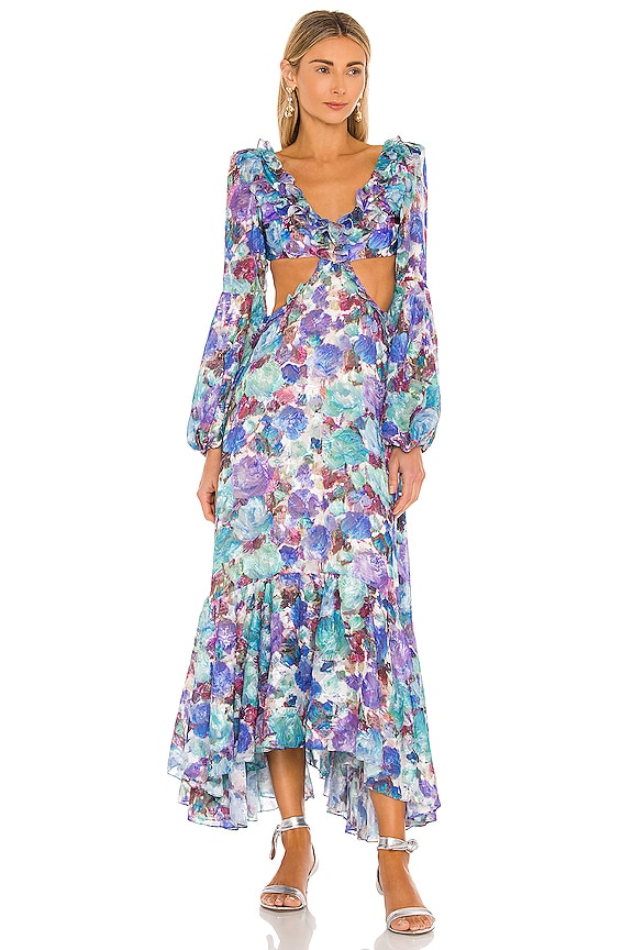 PatBO Blossom Cut Out Beach Dress in Violet | REVOLVE