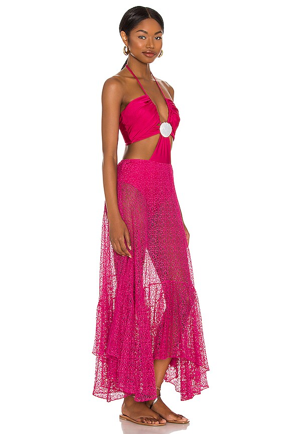 view 2 of 3 Cut Out Seashell Beach Dress in Cerise