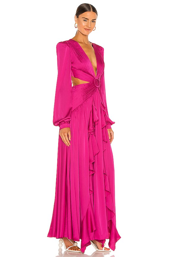 view 2 of 4 Plunge Cutout Gown in Hot Pink