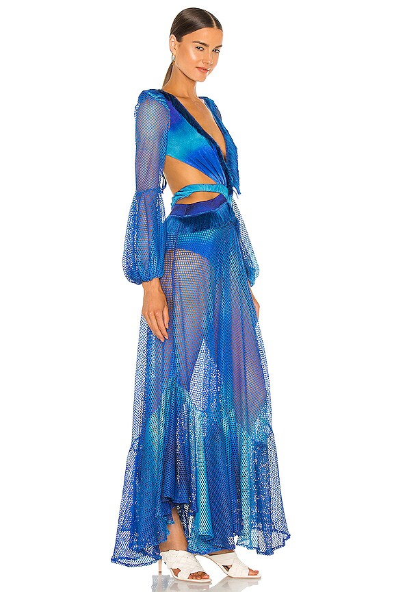 view 2 of 3 Ombre Netted Beach Dress in Blue Multi