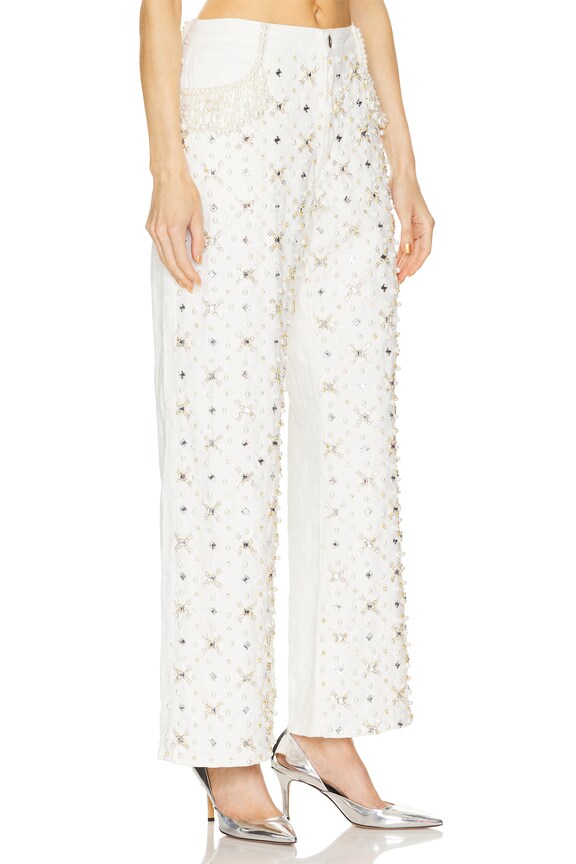 view 2 of 5 PIERNA ANCHA BEADED in White