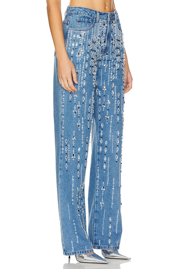 view 2 of 6 Hand-Beaded Straight Leg Jeans in Denim