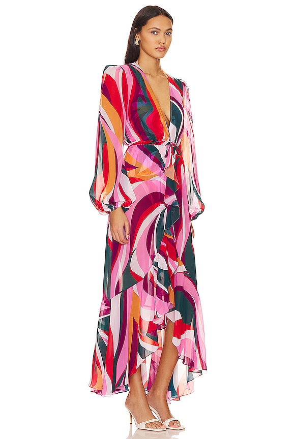 view 2 of 4 Delos Tie Front Robe in Red Multi