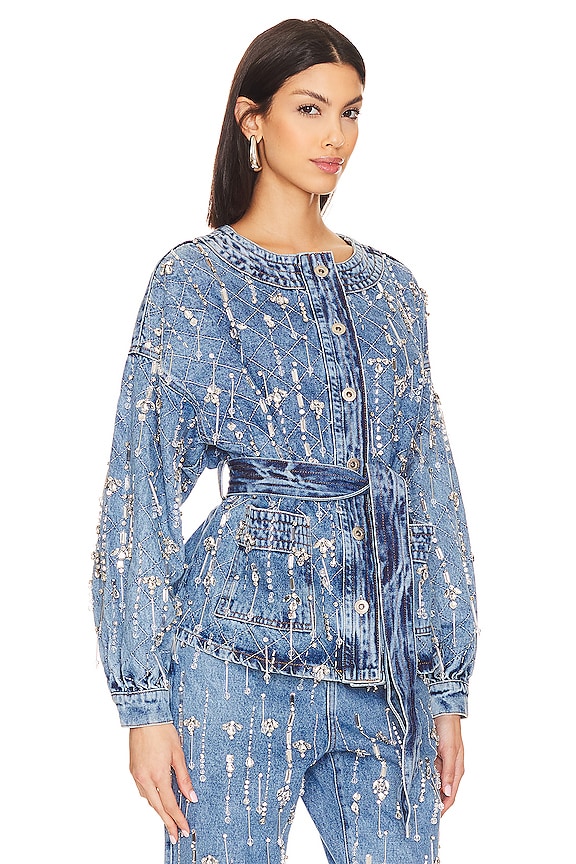 view 2 of 5 Rhinestone Beaded Jacket in Denim