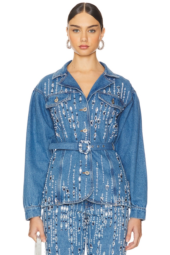 view 2 of 6 Hand-Beaded Denim Jacket in Denim
