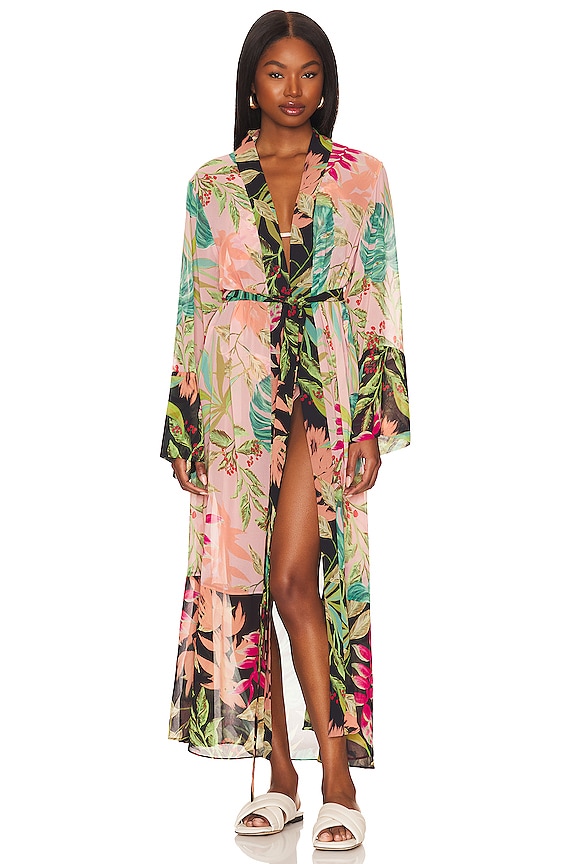 view 2 of 4 Tropicalia Beach Kimono in Harbour Pink