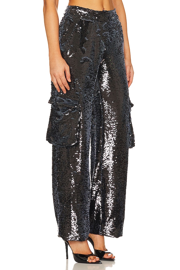 view 2 of 5 КАРГО-ШТАНЫ С ПАЙЕТКАМИ in Black