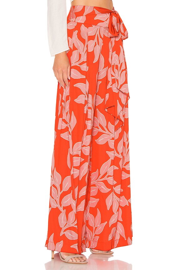 view 2 of 4 Leaf Print Wide Leg Pant in Hot Pink